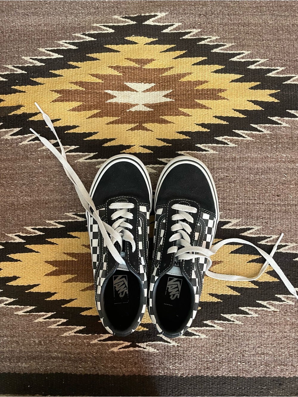 Vans Kids Checkerboard Old Skool Sneakers - Black & White